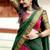 Pink & Bottle Green Kanjivaram Silk Half Lehenga Saree – Traditional Zari Weaving Langa Voni Set For Women's