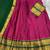 Pink & Bottle Green Kanjivaram Silk Half Lehenga Saree – Traditional Zari Weaving Langa Voni Set For Women's