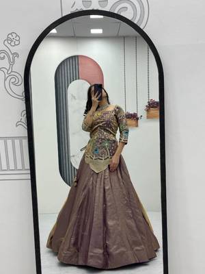 light purple silk blend embroidered lehenga choli with free size upto 44 2