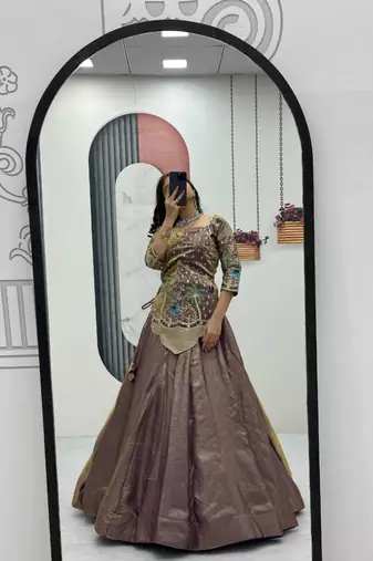 light purple silk blend embroidered lehenga choli