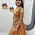 orange silk blend embroidered lehenga choli
