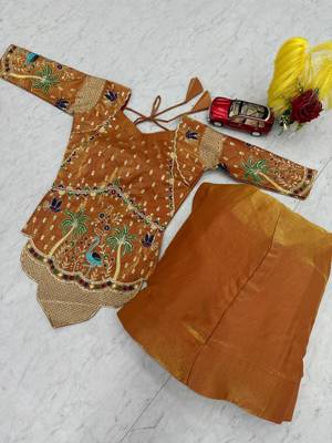 orange silk blend embroidered lehenga choli 2