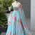 sky blue organza printed lehenga choli