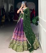 purple art silk printed lehenga choli