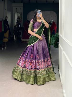 purple art silk printed lehenga choli 3