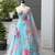 sky blue organza embroidered lehenga choli