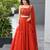 red georgette printed lehenga choli