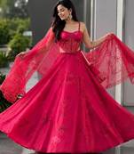 pink organza printed lehenga choli