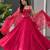 pink organza printed lehenga choli