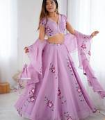 lavender silk blend printed lehenga choli