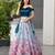 sky blue organza printed lehenga choli