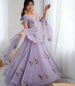 lavender georgette printed lehenga choli