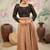 brown silk blend plain lehenga choli