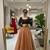 brown silk blend plain lehenga choli