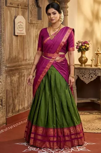 green art silk woven lehenga choli