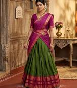 green art silk woven lehenga choli