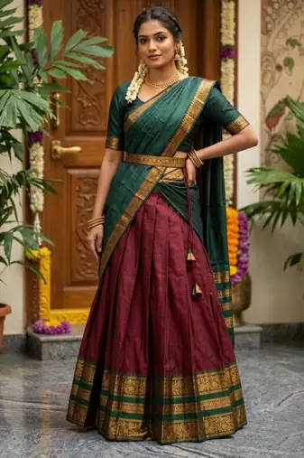 maroon art silk woven lehenga choli