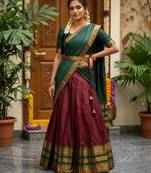 maroon art silk woven lehenga choli