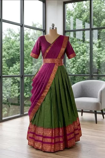 green art silk woven lehenga choli