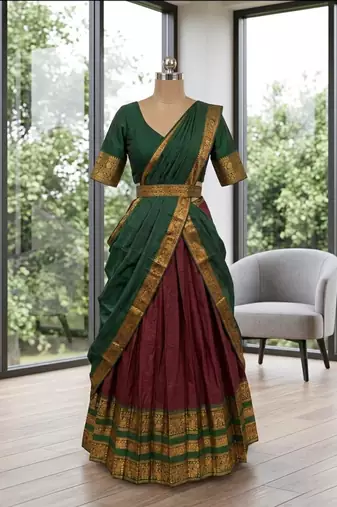 maroon art silk woven lehenga choli