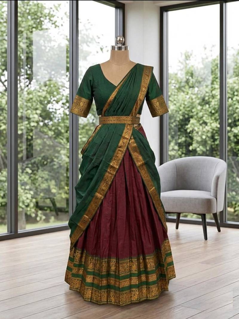 maroon art silk woven lehenga choli
