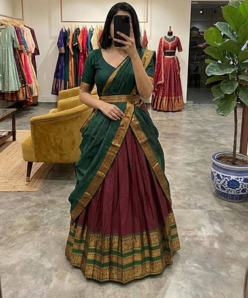 maroon art silk woven lehenga choli