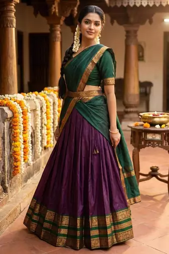 purple art silk woven lehenga choli