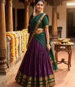 purple art silk woven lehenga choli