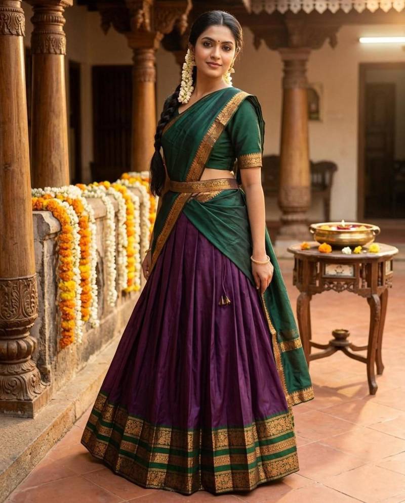 purple art silk woven lehenga choli