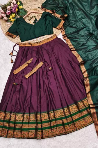 purple art silk woven lehenga choli