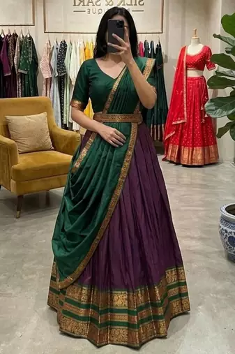 purple art silk woven lehenga choli