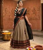 brown art silk woven lehenga choli