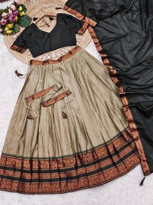 brown art silk woven lehenga choli with free size upto 42 2