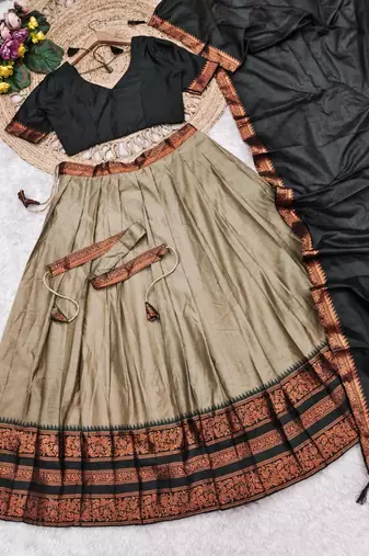 brown art silk woven lehenga choli