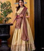 cream art silk woven lehenga choli
