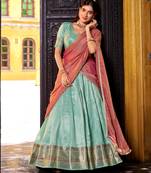 sky blue art silk woven lehenga choli