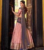 peach art silk woven lehenga choli