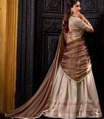 beige art silk woven lehenga choli