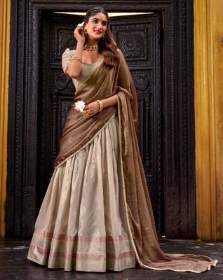 beige art silk woven lehenga choli 2