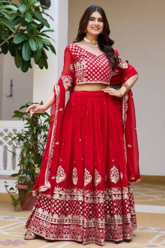 royal blue georgette embroidered lehenga choli