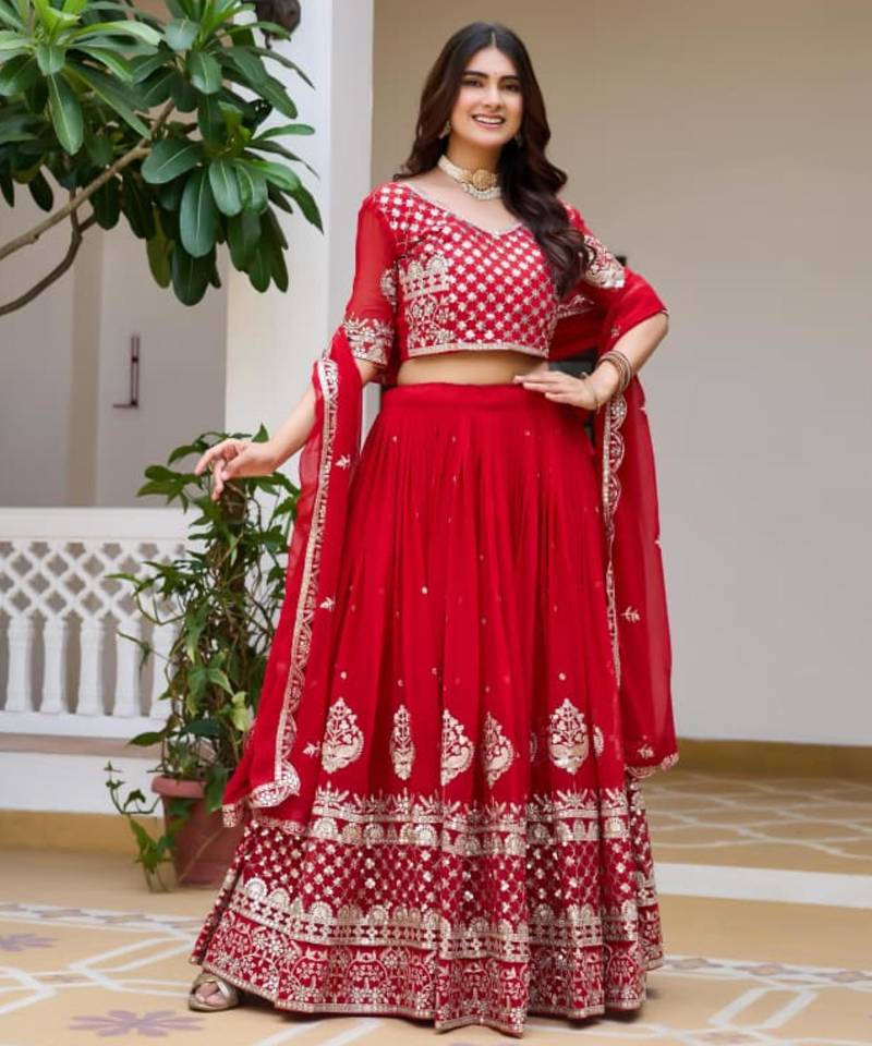 royal blue georgette embroidered lehenga choli
