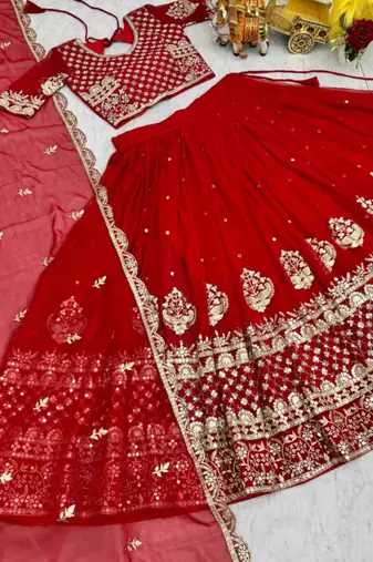 royal blue georgette embroidered lehenga choli