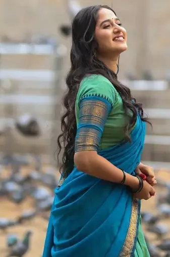 Olive Green & Rama Blue kanjivaram silk half blend lehenga saree with blouse and dupatta For Women's