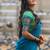 Olive Green & Rama Blue kanjivaram silk half blend lehenga saree with blouse and dupatta For Women's