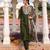 Women's cotton silk solid embroidered a-line kurta with pant dupatta