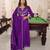 Women's soft silk solid embroidered flared kurta with pant dupatta