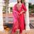 Women's cotton silk solid embroidered straight kurta with pant set
