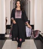 Women's viscose shimmer solid embroidered straight kurta with pant set