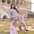 Women's cotton silk solid embroidered straight kurta with pant set