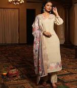 Women's cotton silk solid embroidered straight kurta with pant set